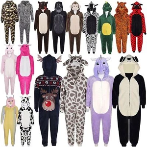 KIDS GIRLS BOYS SOFT FLUFFY ANIMAL A2Z Onesie One Piece ALL IN ONE FANCY DRESS - Picture 1 of 70