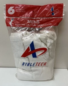 Vintage Athletech Herren über die Wade Röhre Sportsocken weiß Größe 10-13 NEU NOS - Bild 1 von 6