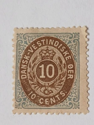 US DANISH WI, SCOTT 10a, 10 CENTS, DARK BLUE&BLACKBROWN, MINT OGH - Image 1 of 2