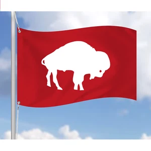 Rote Flagge weißer Büffel 3' mal 5' Flagge, Büffel Fußball Wohndeko, Bar Dekor - Bild 1 von 1