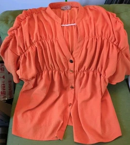 AX Paris Womens Top Orange Size 16, Gold Buttons - Picture 1 of 1