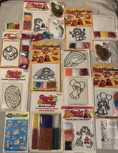 Garfield Makit And Bakit Stained Glass Suncatchers Vintage 1978 Crafts - Picture 1 of 8