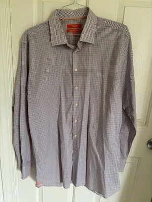 Tallia Mason Fit Dress Shirt Mens 17/17.5 34/35 Striped White Blue Pink - Image 1 of 3