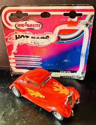 Vintage 1991 Majorette Hot Rods 1934 Ford 1/32 Scale Red with Flames Coupe 5” - Image 1 of 4