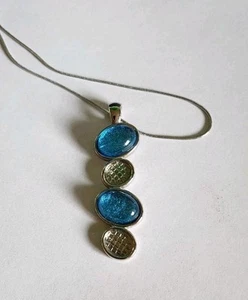 Lia Sophia #32L43 Venice 16-19 Silver Snake Chain Necklace Blue Sparkle - Bild 1 von 4