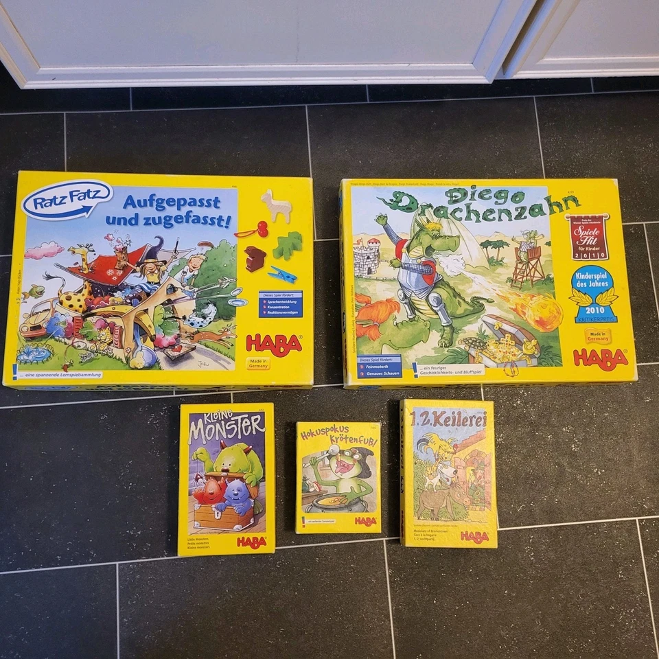 5 HABA SPIELE WIE RATZ PATZ, DIEGO DRACHENZAHN, KLEINE MONSTER ,  ALLE KOMPLETT - Bild 1 von 4