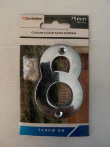 CHROME BRASS BLACK HOUSE DOOR NUMBERS 3"-75mm Numeral Flat Apartment Metal No 8 - Picture 1 of 1