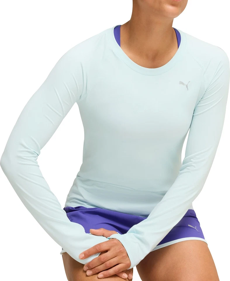 Camiseta para correr Puma Cloudspun para mujer azul manga larga correr que absorbe la humedad correr Foto 1 de 4
