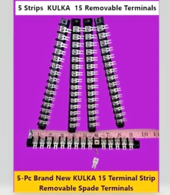 New 5-Pc KULKA 15-Terminal Block  Removable  Spade Strip - Image 1 of 3