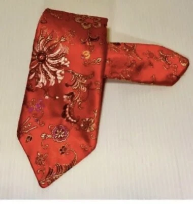 Мужской подарок на день отца галстук 100% азиатский шелк классическая вышивка из красного золота + подарочная коробка - Изображение 1 из 4