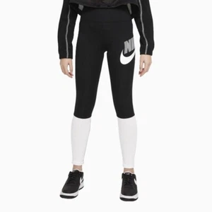 Nike Sportswear Big Kid's Girl's High Waisted Dance Leggings Sz. M Black/White. - Picture 1 of 4