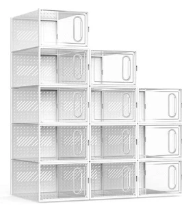 Clear Plastic Stackable Shoe Organizer - Large 12 Pack - Picture 1 of 8