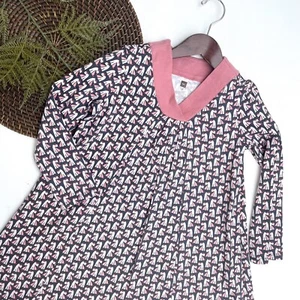 Tea Collection Girls Dress Scottie Dog Pleated Trapeze Gray Pink 10 - Picture 1 of 9
