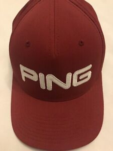 PING Golf Flexfit Sensorcool Stretch Fitted Plum White Baseball Hat S/ Medium