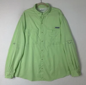 Columbia PFG Hombres Camisa Verde Abotonada Ventilada Trasera Pestaña Enrollable Mangas Talla XXL - Imagen 1 de 15