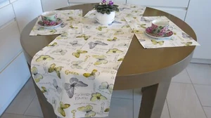 Table Runner Floral Fabric Holiday Rectangular Naperon Waterproof Butterflies - Picture 1 of 6