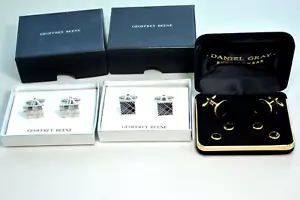 Geoffrey Beene Daniel Gray LOT Cufflinks Stud Silver Gold Tone black A - Picture 1 of 9