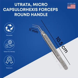 Pinzas Utrata Micro Capsulorhexis Mango Redondo 11 mm Vástagos 10,5 cm de Largo - Imagen 1 de 2
