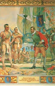 Chrome Postcard ~ Albany, NY, 350th Aniv. of Henry Hudson's Lake Champlain Disc. - Picture 1 of 2