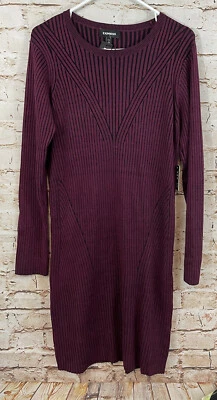 NEW Express Dress womens XL SweaterDress bodycon Ribbed burgundy Long Sleeve - Image 1 of 4