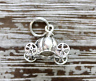 VINTAGE PUMPKIN CARRIAGE STERLING SILVER 925 SMALL PENDANT CHARM CINDERELLA