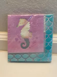 Mermaid Shine Party Supplies Beverage Napkins 16 ct. - Picture 1 of 2