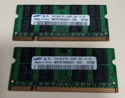 2 Samsung M470T2953 1GB RAM PC2-5300S-555-12-E3 - Tested and working! - Image 1 of 2