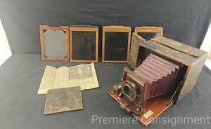 Antique Ray's Camera Co. No. 4 Folding Camera Leather Box - Picture 1 of 12