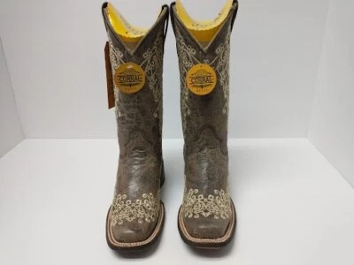 Bordado feminino CORRAL marrom cratera osso quadrado Biqueira, tamanho: 5M (A2663) - Imagem 1 de 4