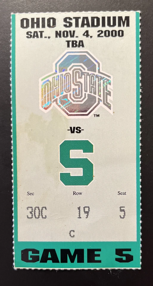 Ohio State vs Michigan State 11/4/2000 Game 5 College Football Ticket Stub - Image 1 of 2