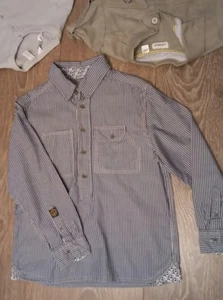 💙 Süße Okaïdi Bluse 126 (~128) Hemd Marine blau-weiß Kontrastreifen Okaidi TOP - Bild 1 von 6