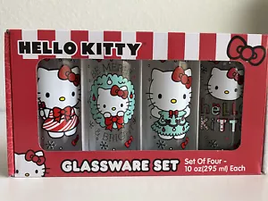 Hello Kitty Set Of 4 Styles Glassware Christmas Holiday 10 Oz Holiday Glass New - Picture 1 of 9