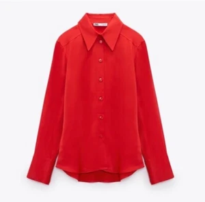 Zara Womens Satin Effect Shirt Blouse Red Long Sleeve Button Front Size L NWT - Picture 1 of 14