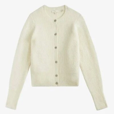 Nuevo con etiquetas Cárdigan Ted Baker Interest Stitch Tejido Mezcla de Lana Blanco Crema EE. UU. Talla Pequeña Foto 1 de 4