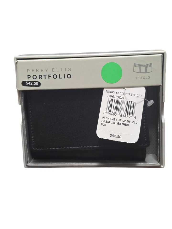 Perry Ellis Portfolio Men's Leather Park Avenue Trifold Wallet