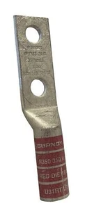 Burndy YA312N Compression Lug 350 kcmil 2 Hole 1/2 Inch Stud Copper Red - Picture 1 of 5