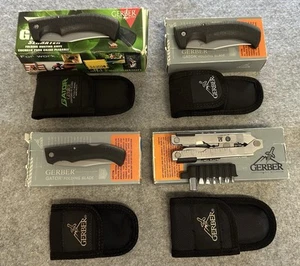 Gerber Vintage Lot Of 4, Multi-Tool & 3 Knives Knife New Old Stock - Picture 1 of 9