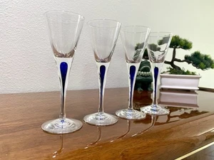Set of (4) Orrefors Sweden INTERMEZZO BLUE 2oz Snaps/Shot Glasses. Reduced! - Picture 1 of 18