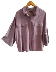Autograph lilac mauve silk overdized sbirt blouse top size 18 - Picture 1 of 7