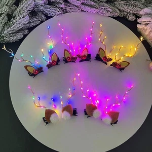 With Led Light LED Christmas Headband Branch Glowing Hair Clip LED Light Toy - Picture 1 of 18