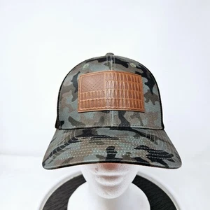 Columbia PFG Cap Hat Mens S/M Fitted Green American Flag Mesh Camo FAST SHIPPING - Picture 1 of 7