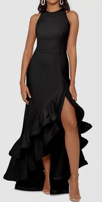 Betsy & Adam Women's Black Ruffle High-Low Dress Petite Size 6P - Image 1 of 3