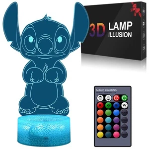 Stitch Decorative Lamp, 3D Night Light Dimmable LED Room Décor, 16 Colors Cha... - Picture 1 of 7