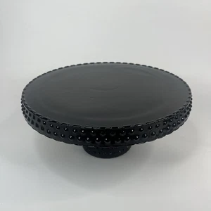 BLACK LE Smith Glass Hobnail 11” Cake Pie PLATE PEDESTAL STAND ASP 2004 - Picture 1 of 8