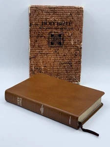 The Holy Bible NIV 1978 Zondervan Brown Genuine Cowhide Leather Custom Indexed - Picture 1 of 12
