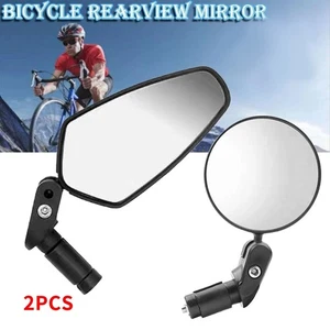 2PCS Bicycle Bar End Mirror 360° Rotating Rearview MTB Mountain Bike Rear View - Picture 1 of 18