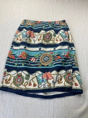 Falda envolvente a lápiz de seda Talbots para mujer talla 6 azul náutica midi forrada Foto 1 de 4