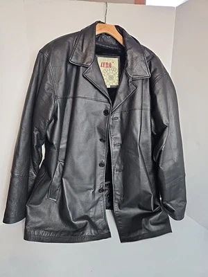 Chaqueta de cuero negra para hombre XL, marca Zero, forro polar con cremallera, peso pesado  Foto 1 de 4