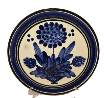 VTG Peter Lanz Gwatt Plate Flower Ceramic Cobalt Blue Handmade Marked Swiss  - Image 1 of 4