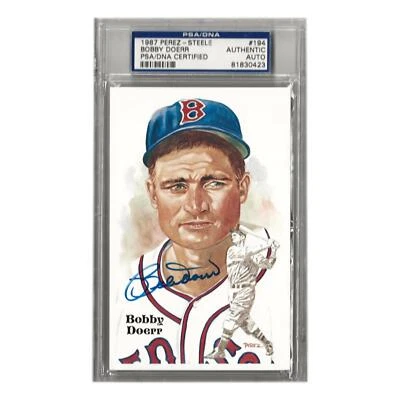 Bobby Doerr Signed 1987 Perez Steele #194 Postcard PSA COA Boston Red Sox - Image 1 of 2